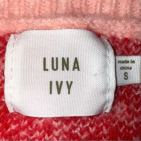 Luna Ivy size S pink w red hearts sequins long sleeve crew neck pullover sweater - Picture 15 of 16